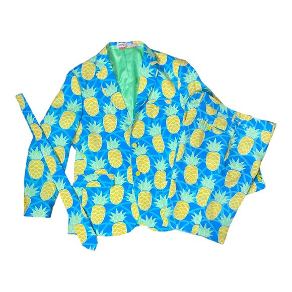 OppoSuits Other - Opposuits Pineapple 3 Piece Suit Mens 44 Bright Colorful Hawaiian Costume Rare